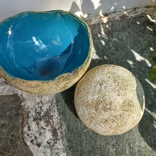 Ceramic decorative bowl set like new, turquoise and dark blue