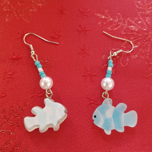 Antica Murrina Murano earrings with fish and pearls like new