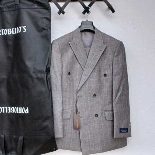 Men's gray wool double-breasted suit Portobello's new
