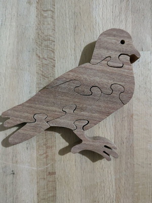 Ξύλινο παζλ περιστέρι χειροποίητο από ξύλο μαόνι