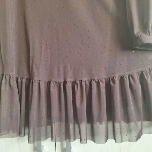 ZARA Special Edition dress with tulle and beads new, brown, size L