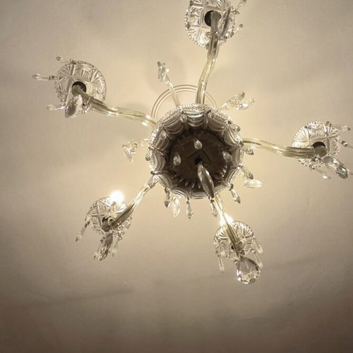 Glass chandelier from the 1960s used, 5 lights