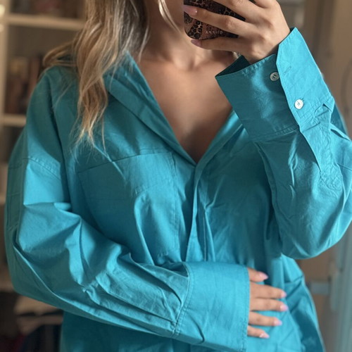 Zara oversized τιρκουάζ πουκάμισο XL σαν καινούργιο