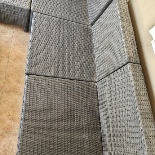 Outdoor corner set with table used, aluminum and rattan