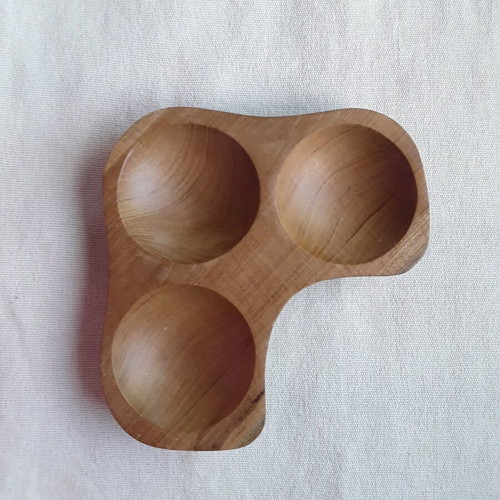 Wooden handmade teak tray with compartments for nuts new