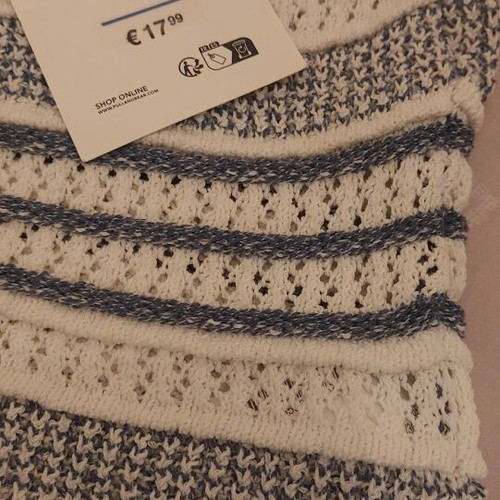 Πλεκτό φανελάκι Pull and Bear καινούργιο, small, λευκό και μπλε
