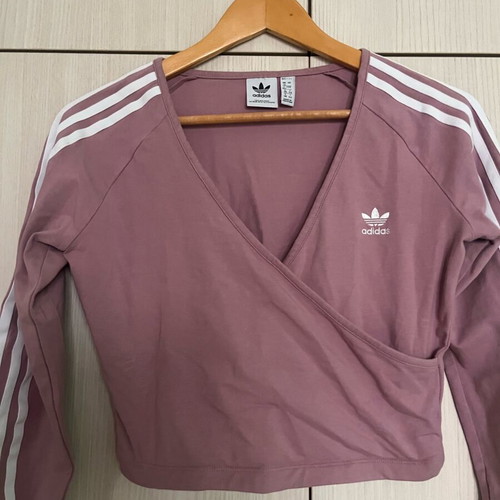 Adidas crop long-sleeve top like new, pink