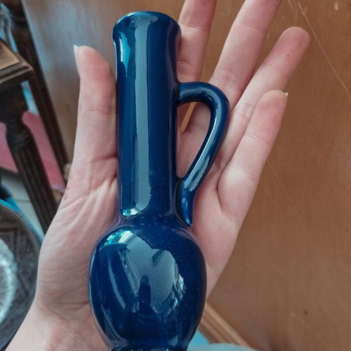 Vintage Japanese porcelain small vase like new, cobalt blue with gold details