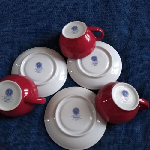 Coffee or tea cups set of 3 red and white Melitta like new