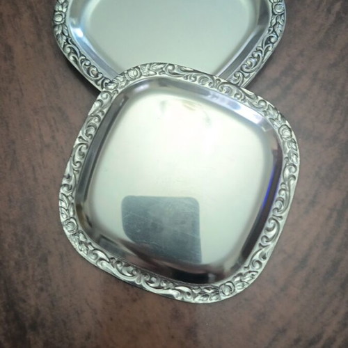 Set of 6 Vintage Silver Plated Coasters with Baroque Design 1970s