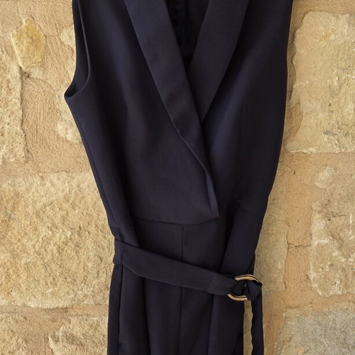 H&M Suited Belted Tailored Sleeveless Playsuit new, navy blue