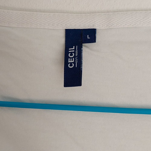 Cecil women's t-shirt new, size Large, white and turquoise