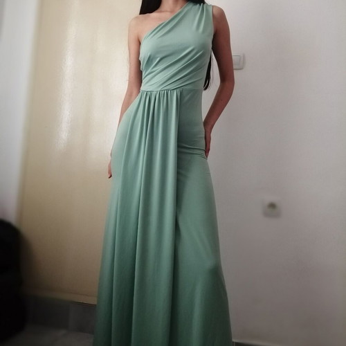 Italian long elegant green bodycon dress, size M