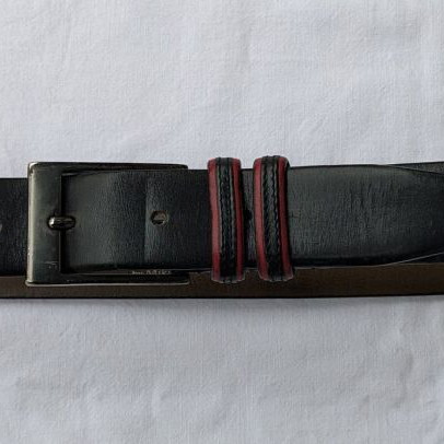 Intervista men's belt used, leather, black and red, size 105