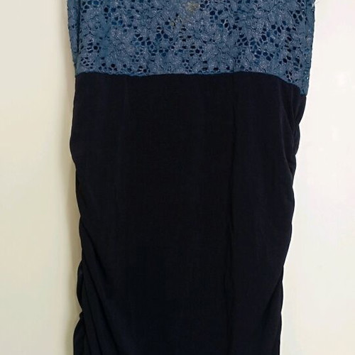 Evening dress like new with lace top and side elastic