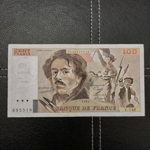 100 Francs 1989 used, Banque de France, Delacroix