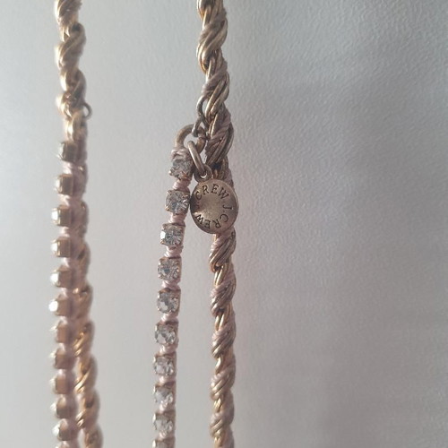 J.CREW necklace gold with pink satin fabric like new
