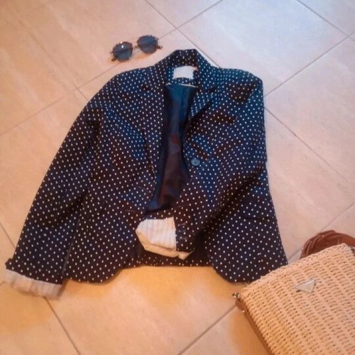 Polka dot jacket xsmall like new, blue cotton blend with stretch