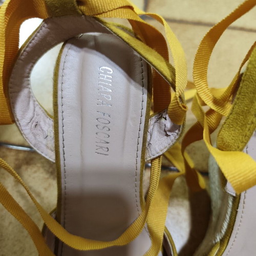 Suede platform sandals used, yellow, size 37