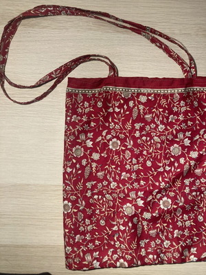 My Fashion Fruit Silk Tote Bag with Ethnic Floral Pattern and Sequins