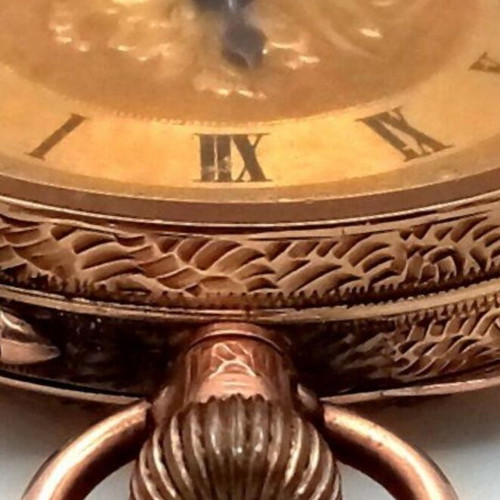 Golden pocket watch 1918 used, 9 carat gold, floral motifs