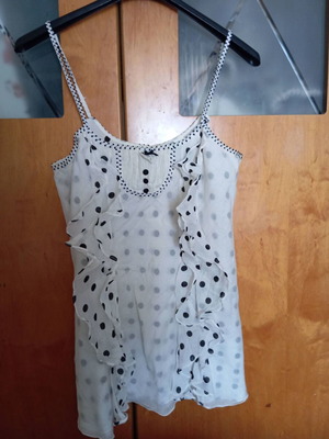 Guess Silk-Blend Polka Dot Top like new, black and white, size M