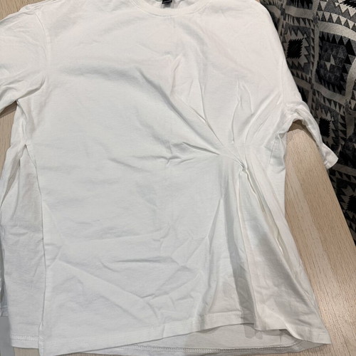 White T-shirt with Side Shirring, Size M, Women's