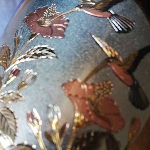Japanese vase used with chokin technique, blue
