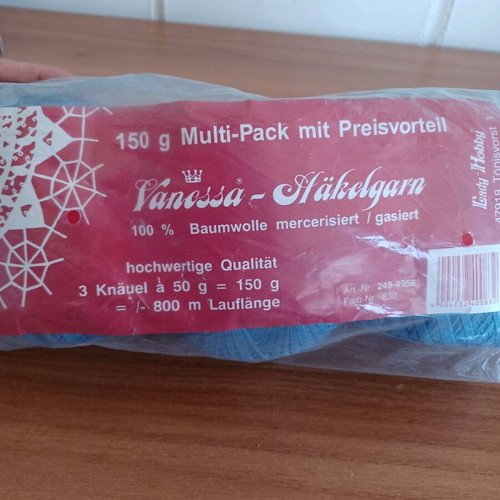 Vanessa knitting yarn pack new, 3 skeins 150g cotton