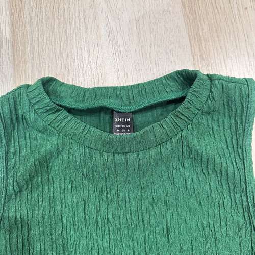 Shein green sleeveless blouse, size M