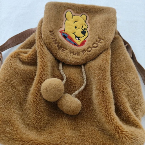 Winnie furry backpack used, brown, Disney, backpack, 30x25cm