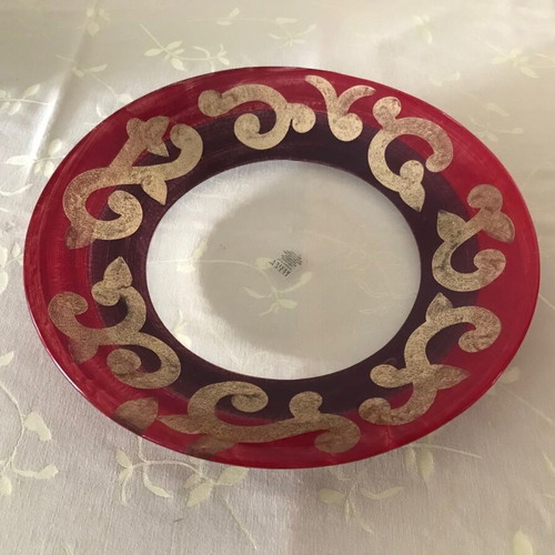 Vintage Kosta Boda Illum decorative glass plate used, hand-painted