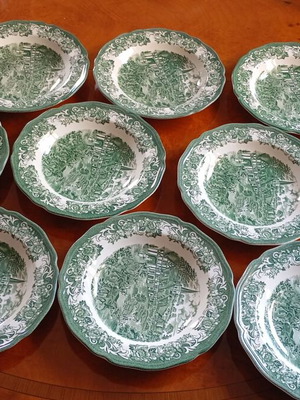 Πιάτα βαθειά StratfordStage 12 τεμάχια πορσελάνης καινούργια, πράσινο-ιβουάρ