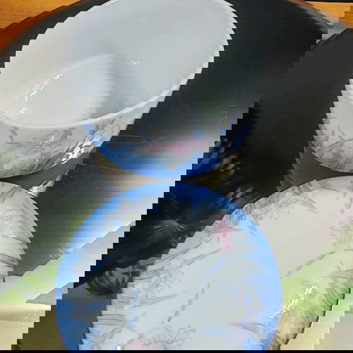 Японска порцеланова кутия за бижута Kozan Gama нова с ирисов мотив