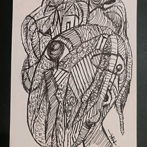 Psychedelic drawing made to order on white paper