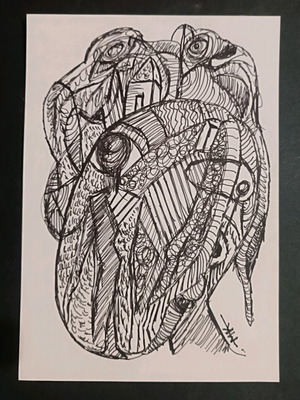Psychedelic drawing made to order on white paper