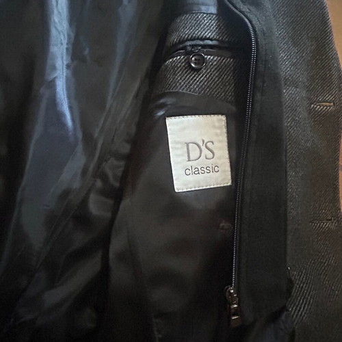 D’S Classic men’s coat used, wool blend charcoal tweed, size XL