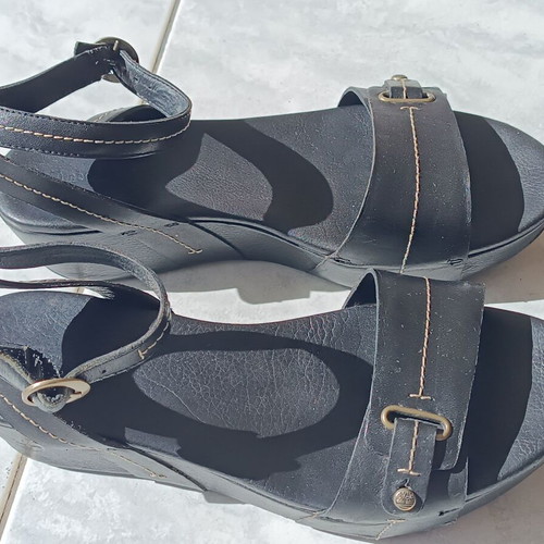 Timberland sandals size 38.5 used, black leather, 5cm heel