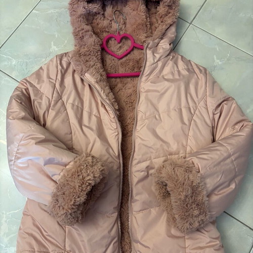 Children's jacket used with fur pink, for ages 7 to 13