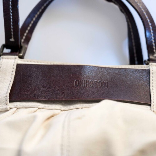 Moschino handbag like new, beige and brown fabric with leather