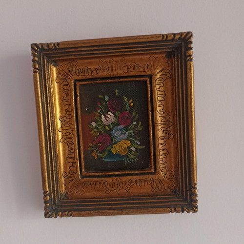 Antique oil paintings 17x15 cm, set of 2