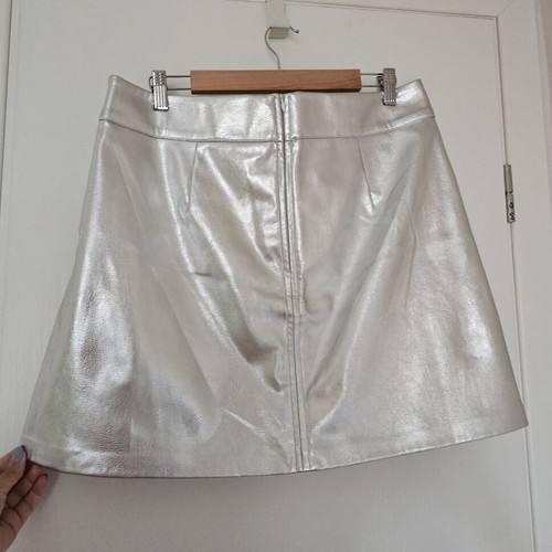 Marks & Spencer faux leather skirt silver size 16 like new