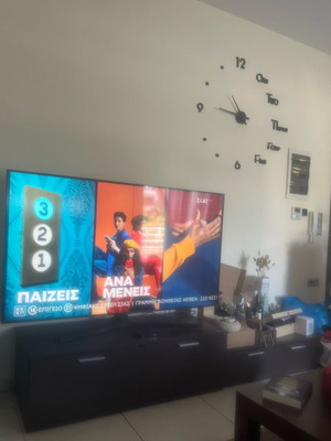 TV unit used, two furniture pieces with storage at different heights