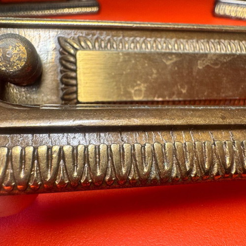 Antique wardrobe handles used, pack of 3, brass with silver