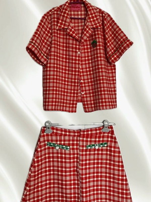 Σετ Karavan φούστα και πουκάμισο με φρουτένιο print No.M σαν καινούργιο, κόκκινο