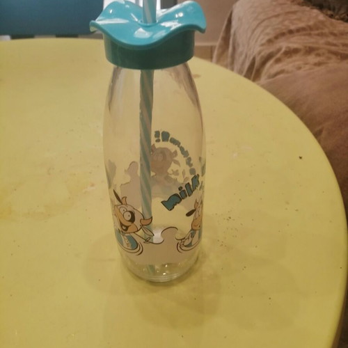 Children's glass cup with straw 500ML new