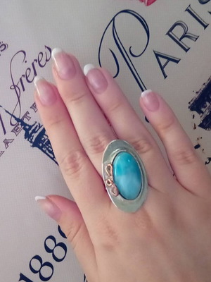 Silver ring 925 handmade with larimar stone made to order