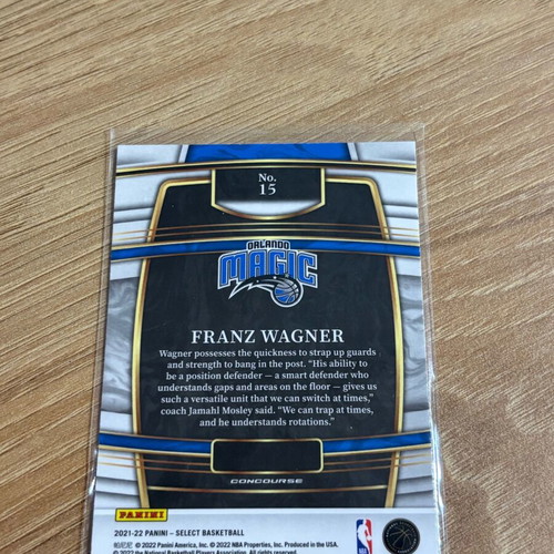 Franz Wagner 2021-2022 Select Silver Holo Rookie RC Blue Concourse Prizm #15 SP like new