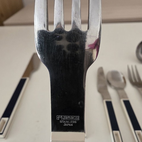 Cutlery set blue/white like new