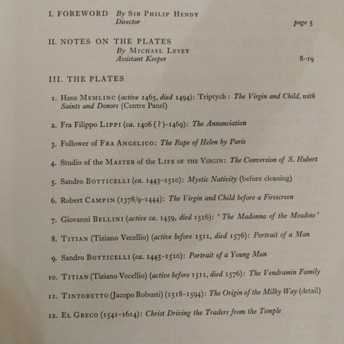 Art book used with 24 paintings from the National Gallery London 1959